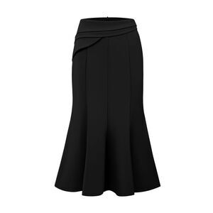 Midi Mermaid Skirt Work High Elastic Waisted Fishtails Skirts Black
